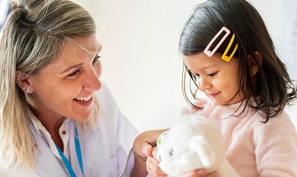 Pediatrician with baby