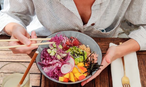 Balanced meal representing essential breastfeeding nutrition.