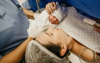 mother after giving birth via cesarean