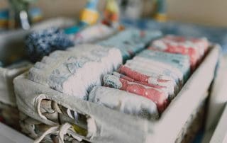basket of diapers and baby supplies, What to have at home for AFTER birth
