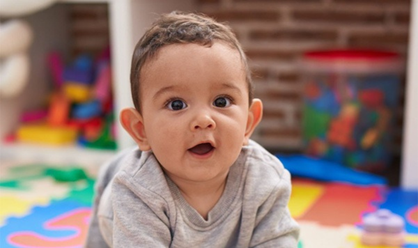 Baby under childcare.